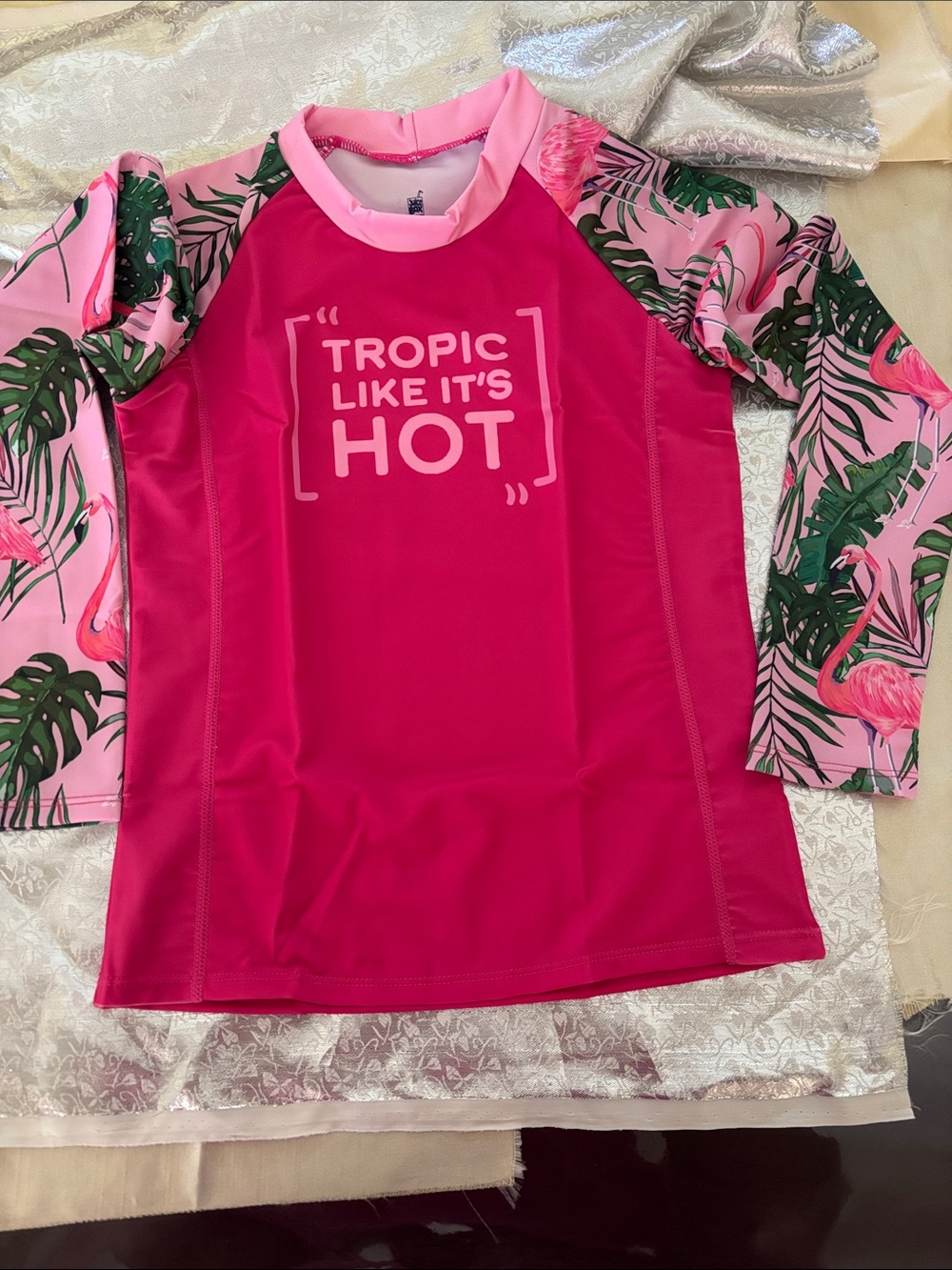 Kids' Pink Rash Guard Swim Tee - Medium (Size 8-10)